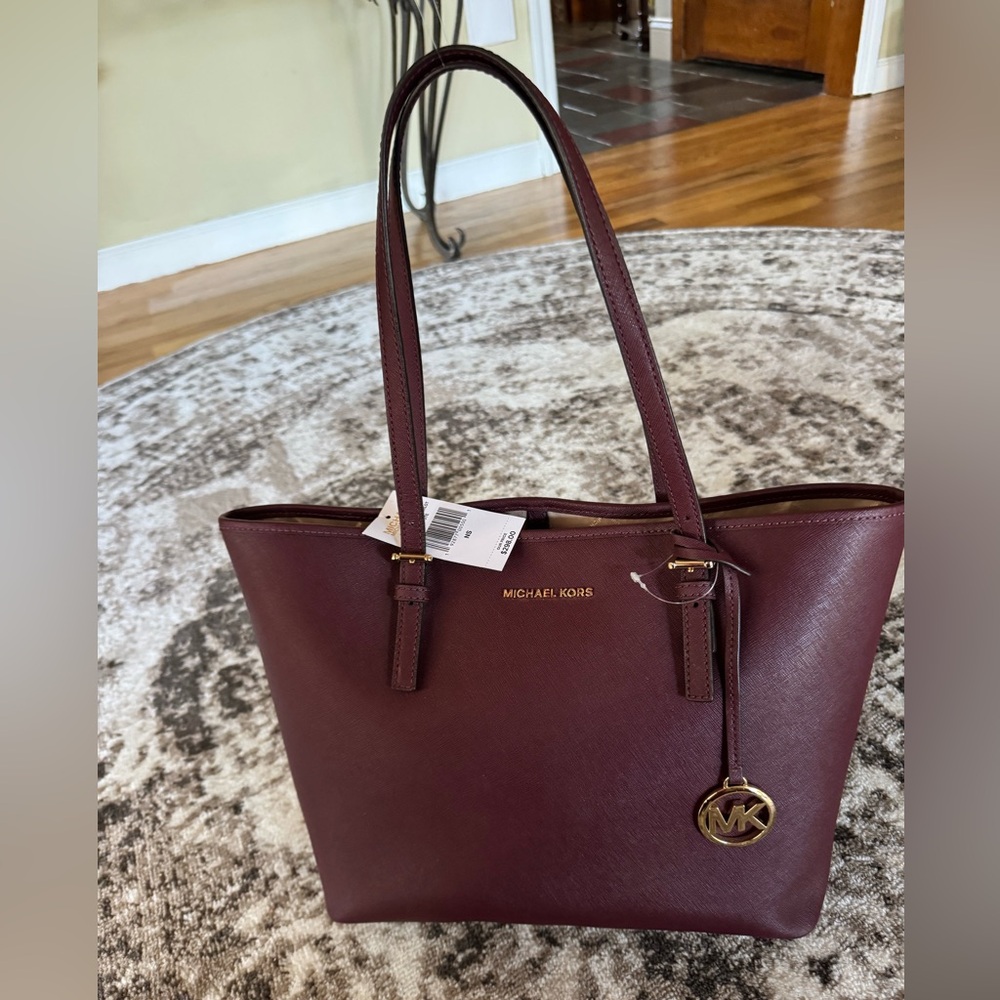 NWT Michael Kors Merlot Jet Set Travel Tote